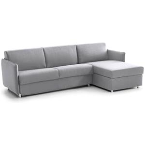 Talamo Italia -Divano letto con penisola Pina, Sofà angolare trasformabile per salotto, imbottito, sfoderabile, Qualità 100% Made in Italy, 260x160 h90 cm, Grigio