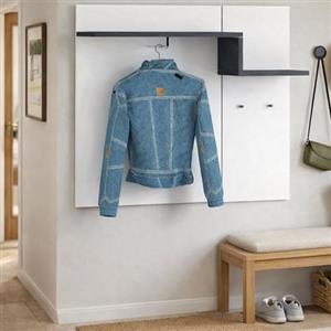 Dmora - Mobile da ingresso Ezio, Entratina moderna multifunzione, Armadietto multiuso per atrio, 100% Made in Italy, cm 120x30h100, Bianco lucido e Ardesia