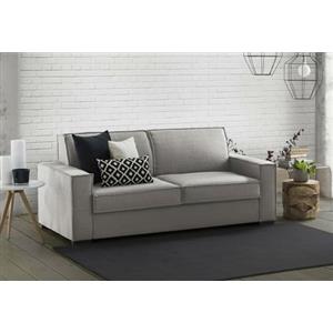 Dmora Talamo Italia - Divano fisso 2 posti Sole, Sofà Soggiorno in tessuto, Braccioli slim, 100% Made in Italy, Cm 180x95h90, Grigio