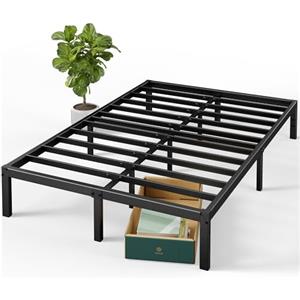 Zinus Elias Letto 140x190 cm - Struttura Letto 36 cm di Altezza con contenitore sotto il letto - Struttura letto a piattaforma in metallo - Nero