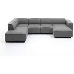 Atlantic Home Collection BULKY - Divano angolare lungo, spalliera récamière a sinistra, tessuto, 195 x 324 x 70 cm, grigio chiaro