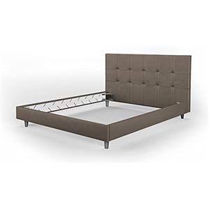 BiBi Relax Letto Matrimoniale Imbottito in Velluto Tortora | Testiera Imbottita, Telaio Ideale per Tutti i materassi 160 x 190 cm: Memory Foam, Poliuretano, Lattice o a Molle. 100% Made in Italy