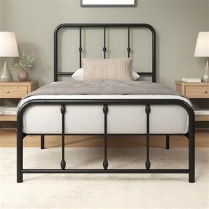 Zinus Florence Rete Letto Singolo 80x190 cm con Testiera in Metallo - Struttura Letto con Doghe in Metallo Incluse - Altezza 35 cm con Spazio Sottostante - Facile da Montare - Nero