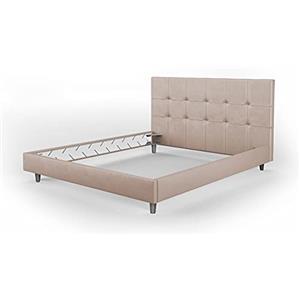 BiBi Relax Letto Matrimoniale Imbottito in Velluto Panna | Testiera Imbottita, Telaio Ideale per Tutti i materassi 160 x 190 cm: Memory Foam, Poliuretano, Lattice o a Molle 100% Made in Italy