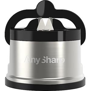 AnySharp Pro Affilacoltelli (Metal) con Ventosa, Metallo Spazzolato