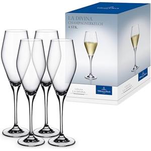 Villeroy & Boch - La Divina Bicchiere da Champagne, Spumante Set di 4 Trasparente, Lavabile in Lavastoviglie, Flutes Champagne Cristallo, Flute Prosecco, Set Bicchieri Champagne, Cristallo