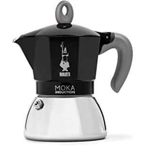 Bialetti - Moka a induzione, caffettiera moka, adatta a tutti i tipi di piani cottura, 4 tazze di caffè espresso (150 ml), nero