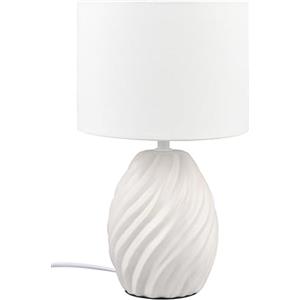 RL LIVE YOUR LIGHT Reality Leuchten Lampe de table MELVA R51771031, Base Céramique Blanc mat, Abat-jour Tissu Blanc, excl. 1x E14