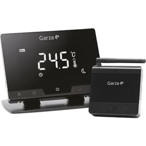 Garza - Termostato Wireless WiFi Intelligente per caldaia e riscaldamento, programmabile, touchscreen, WiFi 2.4GHz, controllo remoto tramite app e controllo vocale Alexa/Google, Colore Nero