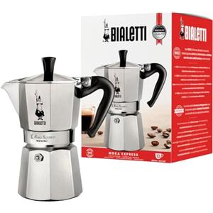 Bialetti Caffettiera Moka Express 12 Tazze, Manico anti scottatura, Non adatta a induzione, 12 Tazze (600 ml), Alluminio
