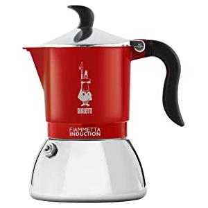 Bialetti Caffettiera Fiammetta Induction, 2 Tazze (100 ml), Adatta a Tutti i Piani Cottura, Design Elegante, Rosso