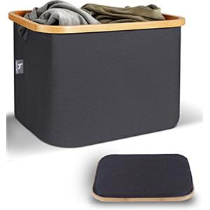 HENNEZ - Cesto Portabiancheriapiù Grigio 40L - Cesta Portabiancheria - Portabiancheria Salvaspazio - Portabiancheria Sporca - Cesto Portaoggetti - Porta Biancheria Sporca per Bagno