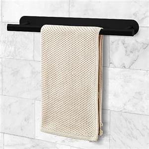 Joeji's Joejis - Portasciugamani autoadesivo da 40 cm, in acciaio inox e nero opaco, multiuso, per cucina o bagno, senza trapano (nero opaco)