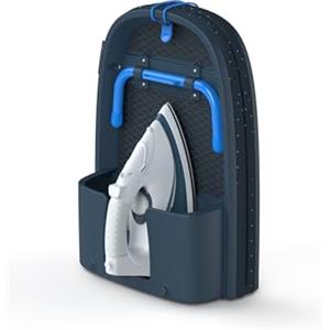 Joseph Joseph Pocket Plus, Asse da Stiro da Tavolo Pieghevole Salvaspazio con Copriasse in Cotone e Porta Ferro da Stiro Integrato, Nero/Blu