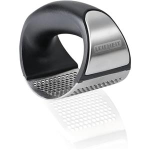 Leifheit Knobi-King Spremiaglio Schiaccia Aglio in Acciaio Inox, Nero e Argento, 15 cm, 3146