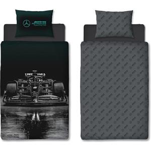 Character World Mercedes AMG Petronas - Set copripiumino singolo ufficiale, design Stealth, reversibile, 2 lati, Formula Uno, prodotto ufficiale, con federa coordinata