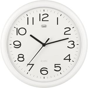 Trevi OM 3301 Orologio da Parete Silenzioso 24cm, Movimento Continuo SWEEP Senza Tic-Tac, Design Moderno e Minimalista, Ideale per Casa e Ufficio, Funzionamento con Batteria AA, Bianco