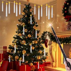 EXTSUD Set di 12 candele a LED galleggianti con telecomando bacchetta magica - candele a batteria con fiamma tremolante per decorazioni di Halloween, Natale e matrimonio