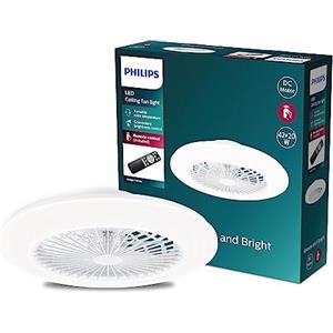 Philips LED Amigo Ventilatore da soffitto con luce, SceneSwitch, 20W+40W, Telecomando Incluso, Bianco