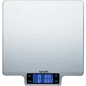 Taylor Pro Bilancia da Cucina Digitale Grande, Standard Professionale, Funzione Tara di Precisione e con Sensore di Alta Precisione, Acciaio Inox Argentato, Portata Massima 10 kg