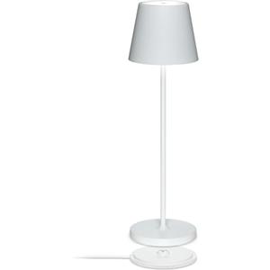 LA VILLE LUMIÈRE SuzieV Lampada LED da Tavolo Ricaricabile e Dimmerabile, Abat-Jour Wireless, Alluminio, Uso Interno/Esterno, 48h Autonomia, 3 Temperature di Luce, (Solid White)