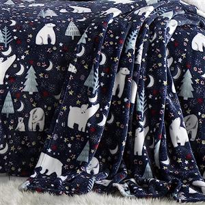 Fusion Coperta in pile con motivo natalizio Notte stellata, 120 x 150 cm, colore: blu