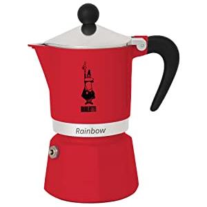 Bialetti Rainbow Caffettiera Colorata, Alluminio, Rosso, 3 Tazze