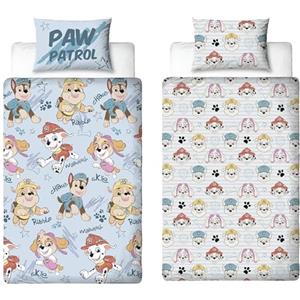 Character World Paw Patrol, set copripiumino singolo per bambini, reversibile, double-face, con federa coordinata con Rubble, Chase, Marshall e Skye