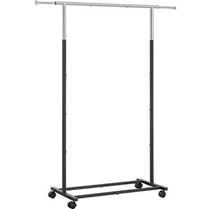 SONGMICS Stand Appendiabiti, Appendiabiti con Ruote, Capacità di Carico 25 kg, Estensibile, Color Argento e Nero HSR101B01