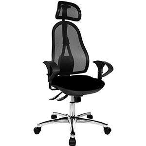 Topstar OP290UG20X Open Point Deluxe Sedia Ufficio Girevole, Schienale in Rete, Nero, null, altezza_regolabile