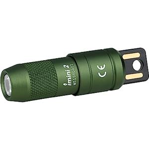 OLIGHT I Mini 2 Mini Torcia Portachiavi a LED con Base Magnetica, Ricarica USB-A, Grado IPX6 e 21 Metri, Torcia Portachiavi Compatta per Picnic, Riparazioni ed Emergenze (Verde)