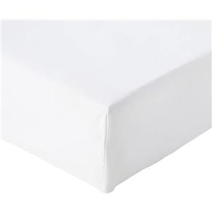 Amazon Basics Lenzuolo con angoli Matrimoniale, 150 x 200 x 30 cm, in 100% Microfibra con altezza da 30cm, Bianco