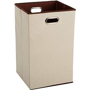Amazon Basics Rettangolare Cesto portabiancheria pieghevole, Beige,Marrone