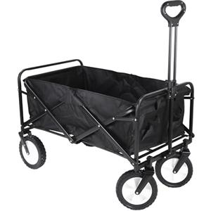Amig - Carrello da Giardino Pieghevole Carrello da Spiaggia con Tessuto Oxford Impermeabile Colore Nero Ruote da 20 cm di diametro 360º Carico max 100 kg