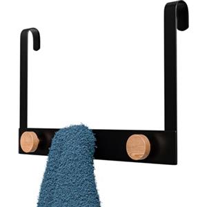 Amig - Appendiabiti per Radiatore da Bagno - Portasciugamani Nero con Ganci in Bambù - Appendino senza Fori - Design Moderno e Minimalista
