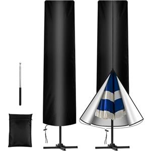 AiQInu Copri Ombrellone con Palo Telescopico, 210D Oxford-Tessuto Copertura Protettiva per Ø 3-4m Ombrelloni, Impermeabile Anti-UV per Ombrellone da Giardino Spiaggia Balcone, 240 * 57/57cm