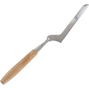 Fackelmann Coltello taglia formaggio con lama curva, manico in legno e parte funzionale in acciaio, 25,5 cm, Sybaris, (colore: argento), quantità: 1 pezzo.