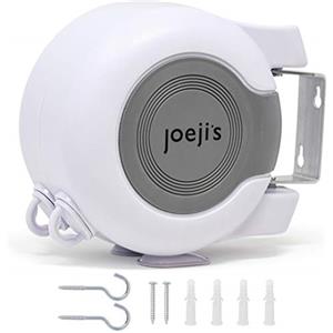 Joeji's Kitchen Stendibiancheria retrattile, 2 x 15 metri, resistente, per esterni, corda da biancheria, con viti, ganci e istruzioni, stendibiancheria per esterni