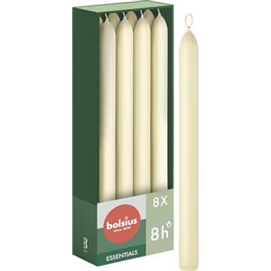 Bolsius Candele affusolate - Avorio - Confezione da 8 - 23 cm - Lunga durata di 8 ore - Non profumate - Include cera naturale vegana - senza olio di palma