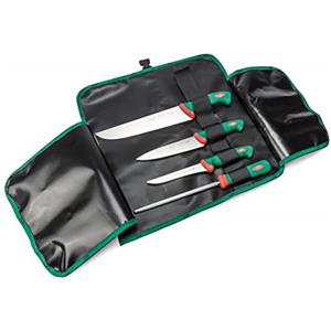 Sanelli linea Premana Professional, Set coltelli Macellaio, Rotolo cuoco, Nero/Verde/Rosso