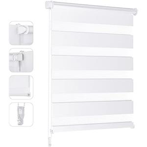 Sekey Doppia tenda a rullo, fissaggio senza fori, per finestre, doppia tenda a rullo, larghezza 55 cm, protezione solare, 55 x 120 cm, grigio