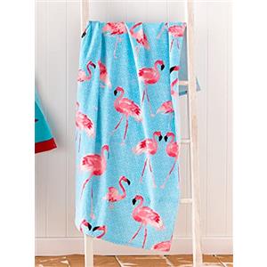 Catherine Lansfield Telo Mare in Cotone 76 x 160 cm Flamingo Blu
