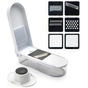 Salter BW12926EU7 Multifonctionnel légumes, 6 lames interchangeables, trancheuse a mandolino compacte, Hachoir/Coupe-oignons, Protège-doigts Pour Plus de sécurité, plastica