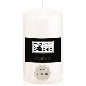 Atmosphere Chic Candela Bianca Ø75x110mm - Lunga Durata, Anti-Goccia, Perfetta per Atmosfera Rilassante e Decorazione Casa, Non Profumata