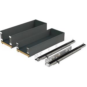 Emuca - Portabottiglie laterale estraibile Titane Simplex, chiusura soft, carrello portabottiglie per mobile di cucina, modulo 200 mm, Grigio antracite