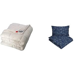 Gabel Nottetempo Piumino in Piuma d'Oca, Bianco, Matrimoniale, 90% piumino 10% piumetta, 205x250 cm & Parure Copripiumino, Blu Ios, Matrimoniale