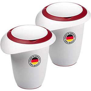 Westmark 315122E3-2 pentole con coperchio diviso, 1 l, con beccuccio, in plastica, bianco/rosso