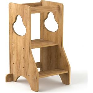 COSYLAND Torre Montessoriana Bambini Altezza Regolabile - Torretta Montessoriana Sicura, Stabile e Facile da Spostare per Cucina e Bagno, in Legno Naturale (Naturale)