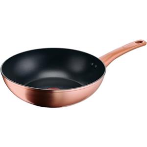 Lagostina Rosé, Wok Antiaderente Ø 28 cm, Rivestimento Titanium, Indicatore di Calore Thermo-Signal, Manico Rivettato, Compatibile con Induzione, Colore Oro Rosa