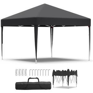 JUMMICO Gazebo 2x2 Pieghevole Impermeabile，Gazebo Pieghevole Regolabile in Altezza,Gazebo da Giardino Protezione UV 50+,Gazzebo Da Giardino Campeggio Esterno Piscina Fiere,Grigio